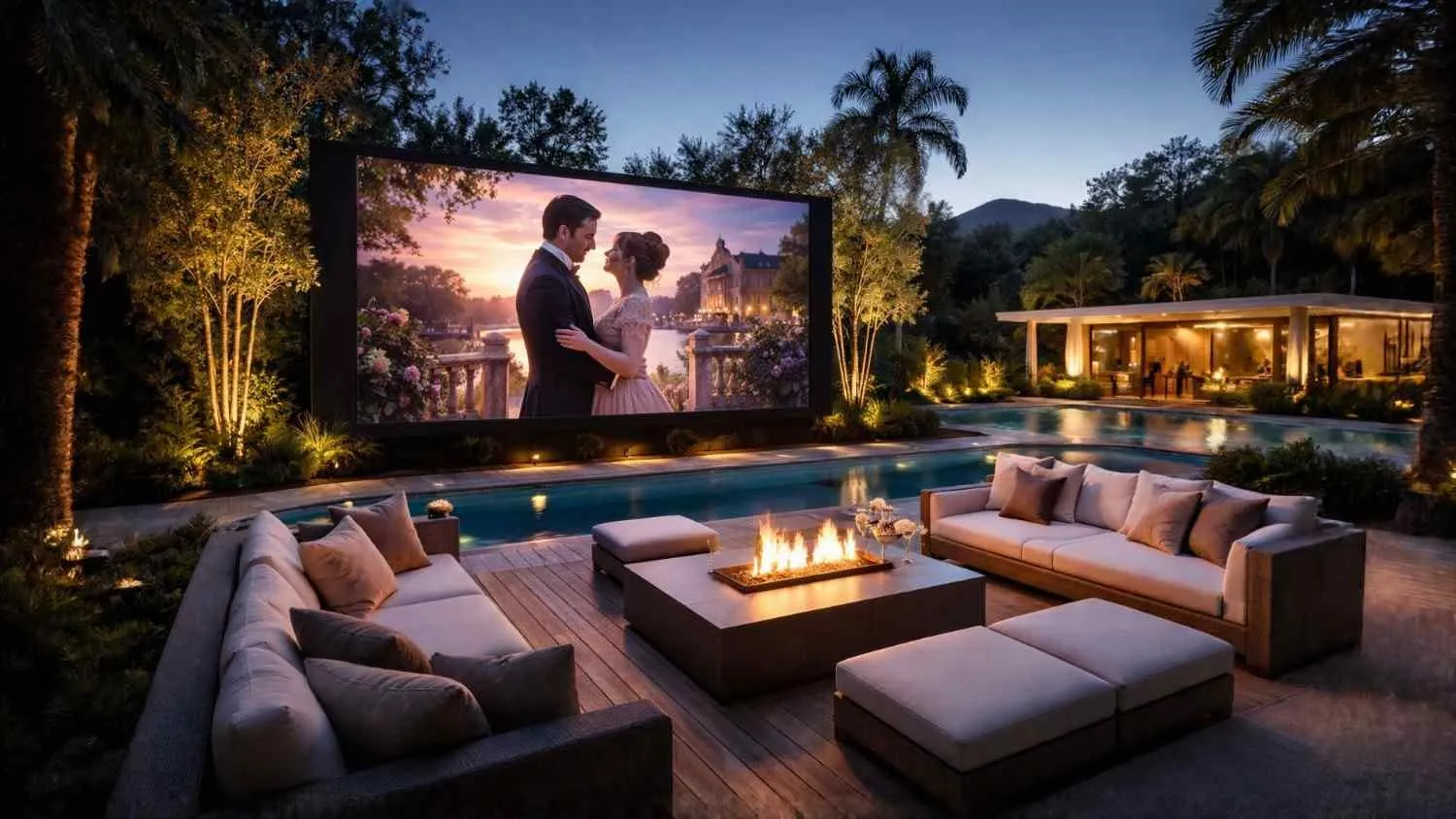 An outdoor cinema setup ready for an event